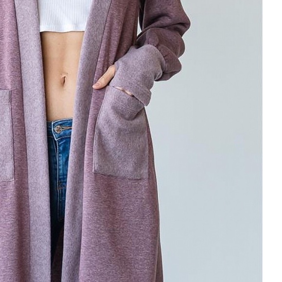 RESTOCK MUST HAVE ATHLEISURE 🪷 Mauve Soft Cardigan Duster with Thumbholes - Picture 4 of 6
